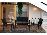 Salotto da giardino basso "Lino" - 4 posti - Nero