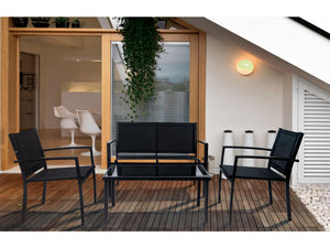 Salotto da giardino basso "Lino" - 4 posti - Nero
