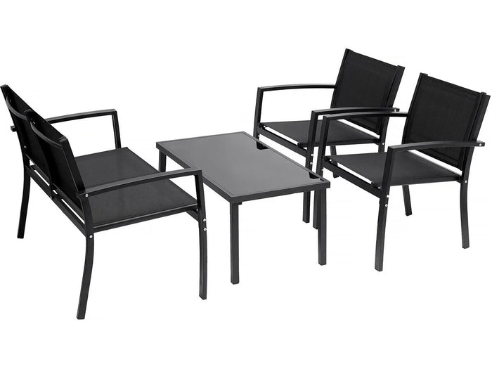 Salotto da giardino basso "Lino" - 4 posti - Nero