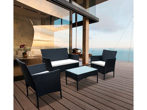 Mobile da giardino basso in resina "Toronto" 4 posti - Nero