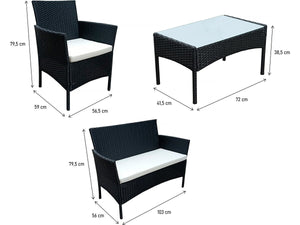 Mobile da giardino basso in resina "Toronto" 4 posti - Nero