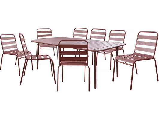 Salon de jardin repas en métal "Bilbao" - 8 places - Terracotta