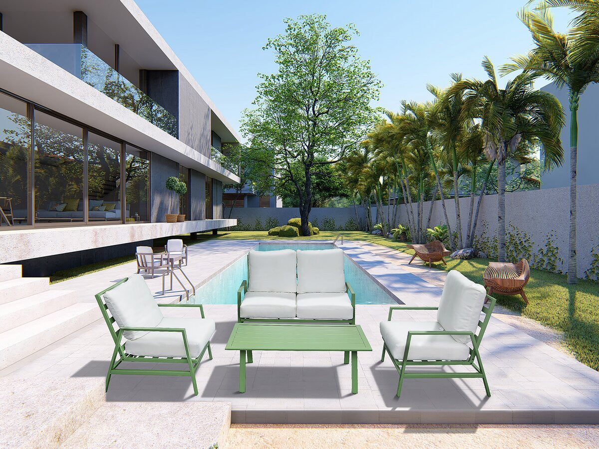 Set di mobili da giardino in metallo "Queens" - 4 posti - Verde