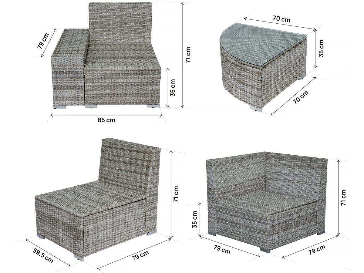 Set di mobili da giardino in resina intrecciata "Milo" - 5 posti - Grigio