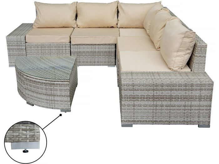 Set di mobili da giardino in resina intrecciata "Milo" - 5 posti - Grigio