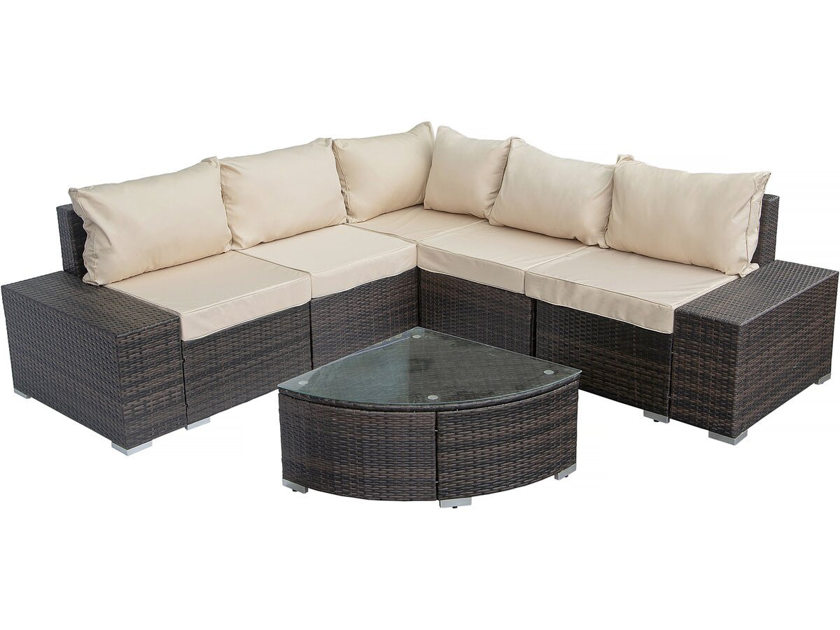 Set di mobili da giardino in resina intrecciata "Zelda" - 5 posti - Marrone