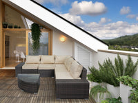 Set di mobili da giardino in resina intrecciata "Zelda" - 5 posti - Marrone