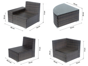 Set di mobili da giardino in resina intrecciata "Zelda" - 5 posti - Marrone