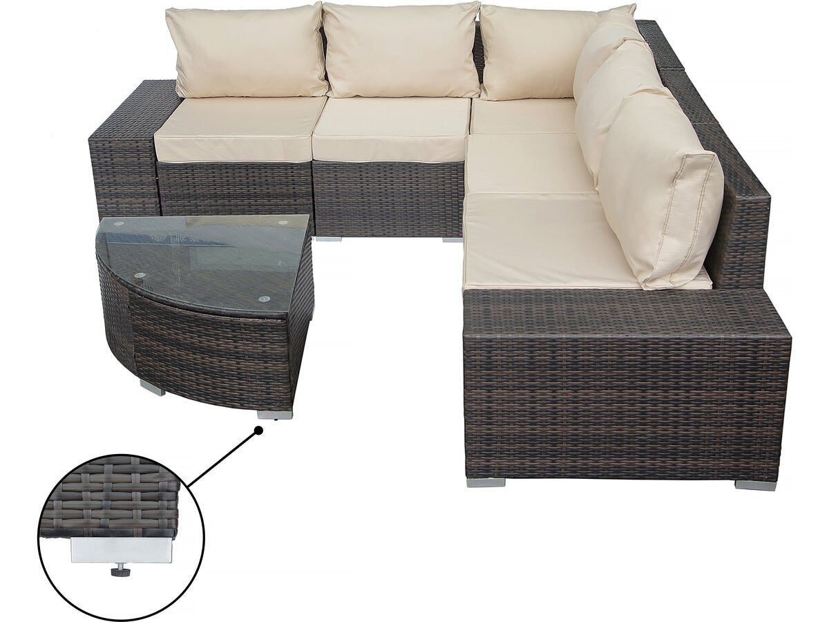 Set di mobili da giardino in resina intrecciata "Zelda" - 5 posti - Marrone