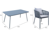 Mobile da giardino da pranzo "Léna" – 194 x 70 x 73 cm – Grigio