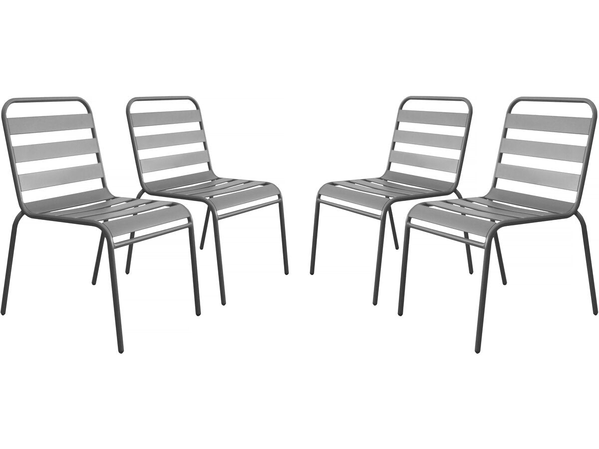 Set di 4 sedie da giardino impilabili in metallo "Bilbao" - Tortora