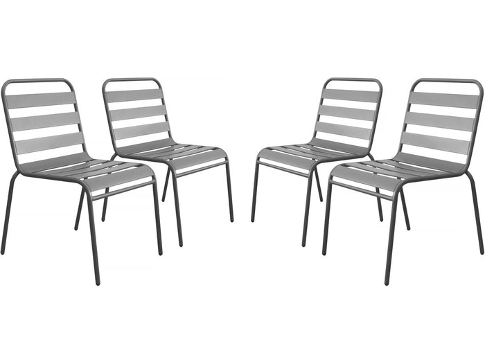 Set di 4 sedie da giardino impilabili in metallo "Bilbao" - Tortora