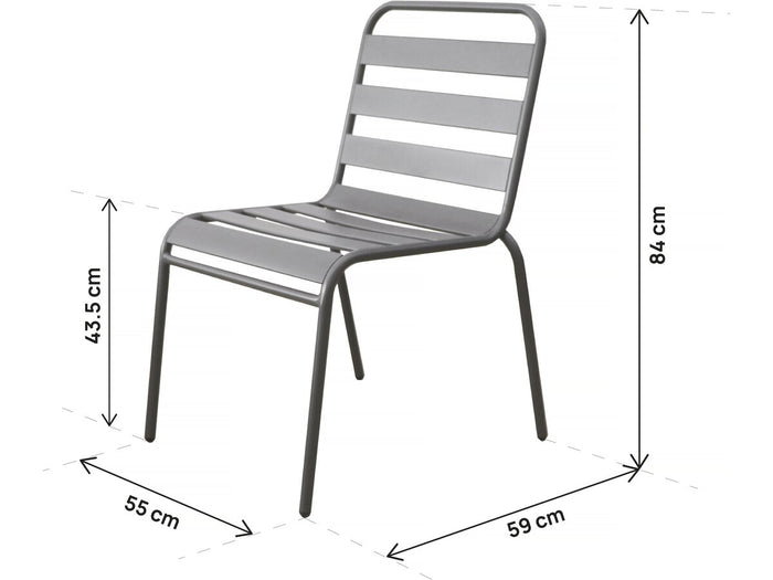 Set di 4 sedie da giardino impilabili in metallo "Bilbao" - Tortora