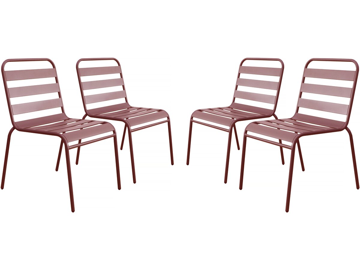 Set di 4 sedie da giardino impilabili in metallo "Bilbao" - Terracotta