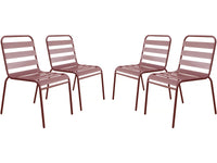 Set di 4 sedie da giardino impilabili in metallo "Bilbao" - Terracotta