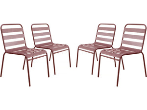 Set di 4 sedie da giardino impilabili in metallo "Bilbao" - Terracotta