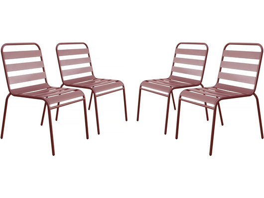 Set di 4 sedie da giardino impilabili in metallo "Bilbao" - Terracotta