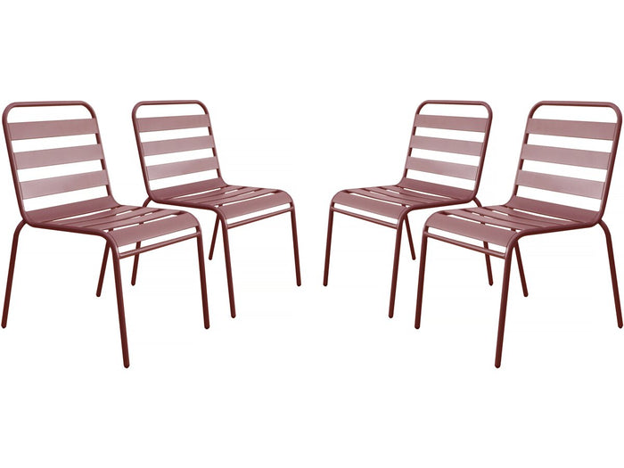 Set di 4 sedie da giardino impilabili in metallo "Bilbao" - Terracotta