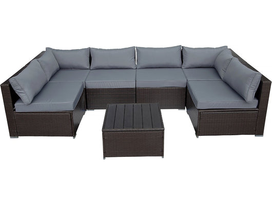 Set da giardino panoramico in resina e vimini "Océane" - 6 posti - Marrone