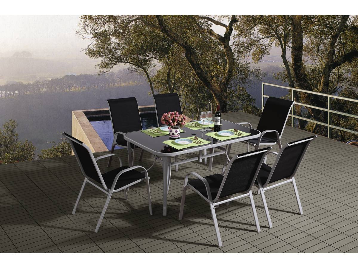 Salotto da giardino in textilene "Cordoba" - Phoenix -Nero