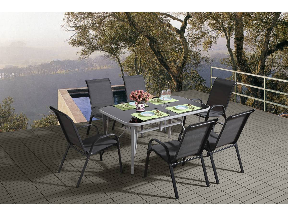 Set di mobili da giardino Textilene "cordoba + Porto" 6 persone grigio scuro