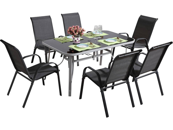 Set di mobili da giardino Textilene "cordoba + Porto" 6 persone grigio scuro