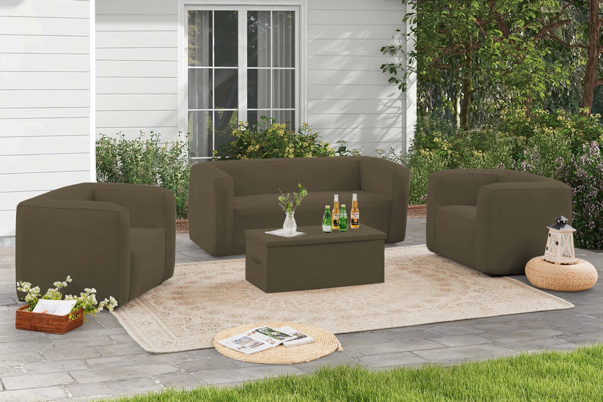 Salotto gonfiabile a 5 posti - Terracotta - Interno ed esterno - Cammello