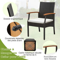 2 poltrone da giardino da esterno con cuscini per pranzare terrazza in rattan Poltrone in PE per mobili da giardino marroni 20_0007549