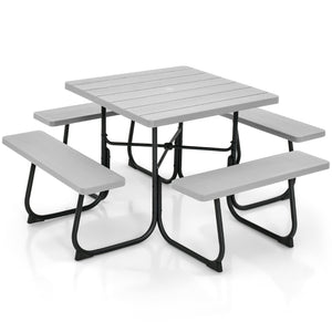 Set tavolo da picnic con 4 panche integrate 170 x 170 x 76 cm atmosfera accogliente uso esterno HDPE grigio 20_0011987