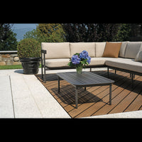 Salotto Angolare Torvaianica In Alluminio Antracite - Due Pillow Ruggine E Uno A Righe Moia