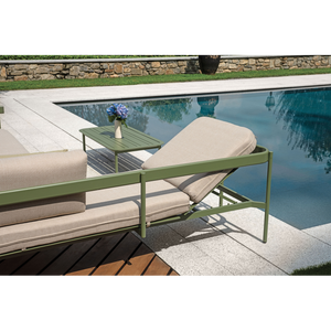 Salotto Angolare Torvaianica In Alluminio Verde- Divano Convertibile In Lettino - Due Pillow Verdi E Uno A Righe Moia