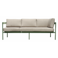 Salotto Angolare Torvaianica In Alluminio Verde- Divano Convertibile In Lettino - Due Pillow Verdi E Uno A Righe Moia