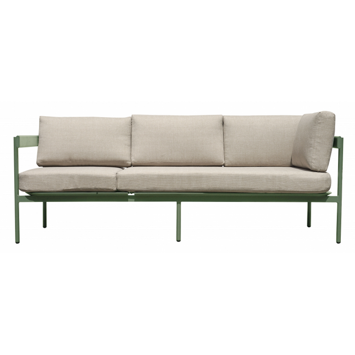 Salotto Angolare Torvaianica In Alluminio Verde- Divano Convertibile In Lettino - Due Pillow Verdi E Uno A Righe Moia