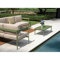 Salotto Angolare Torvaianica In Alluminio Verde- Divano Convertibile In Lettino - Due Pillow Verdi E Uno A Righe Moia