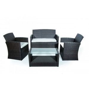 Salotto da giardino Set Lipari 2 poltrone tavolo con vetro temperato divano 2 posti