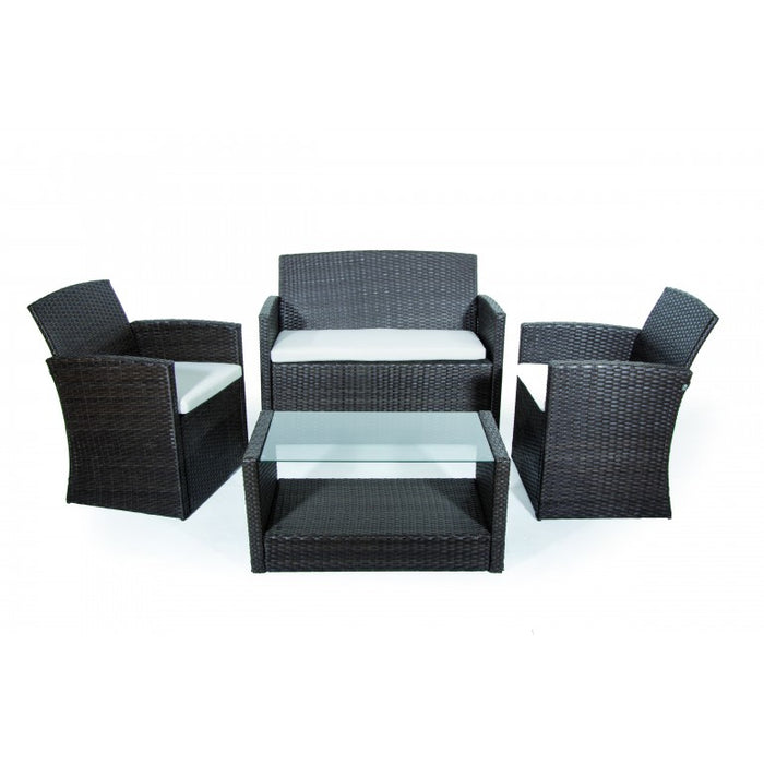 Salotto da giardino Set Lipari 2 poltrone tavolo con vetro temperato divano 2 posti