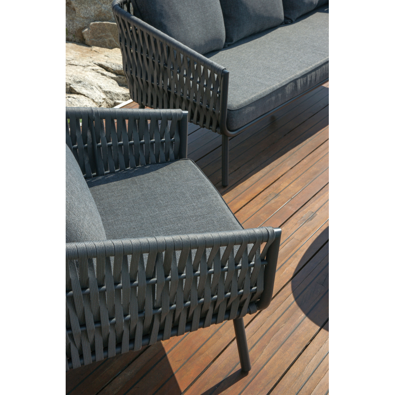 Salotto Fregene In Alluminio Antracite E Corda Spessa Moia