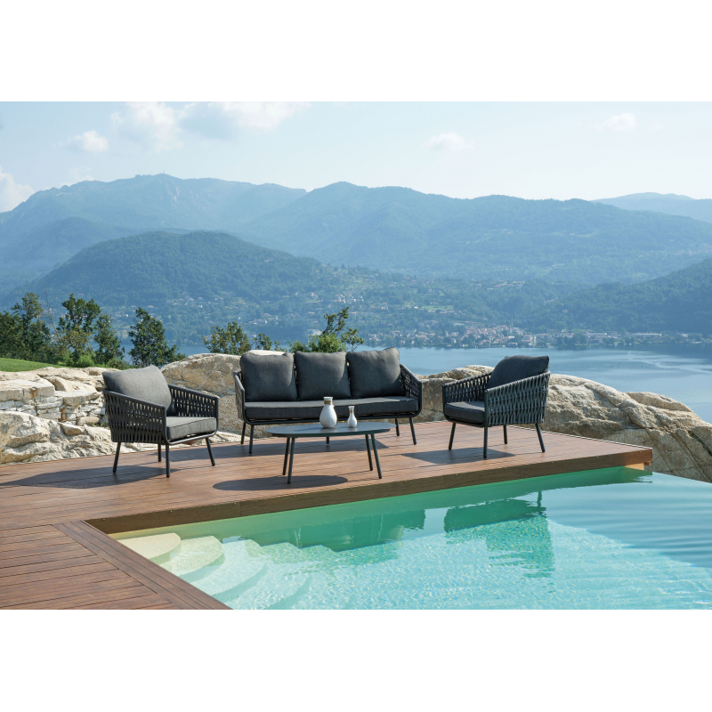 Salotto Fregene In Alluminio Antracite E Corda Spessa Moia