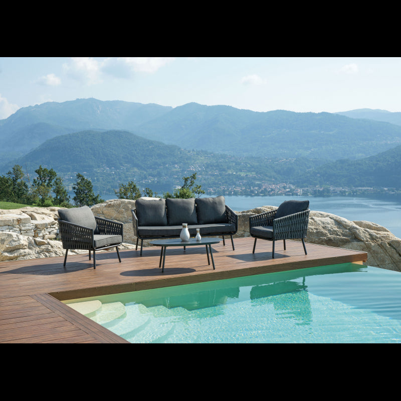 Salotto Fregene In Alluminio Antracite E Corda Spessa Moia