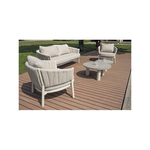 Salotto Port Grimaud In Alluminio Bianco + Imbottitura Grigia Moia