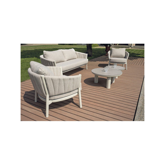 Salotto Port Grimaud In Alluminio Bianco + Imbottitura Grigia Moia