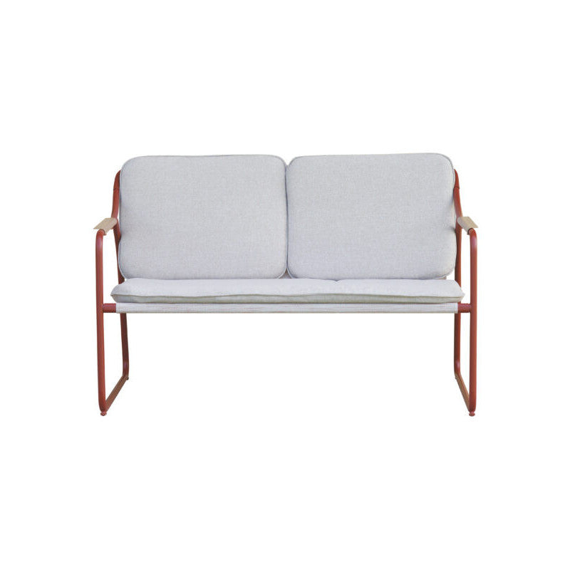 Salotto Tinos In Ferro Rosso E Textilene + Cuscino Ecru' Moia