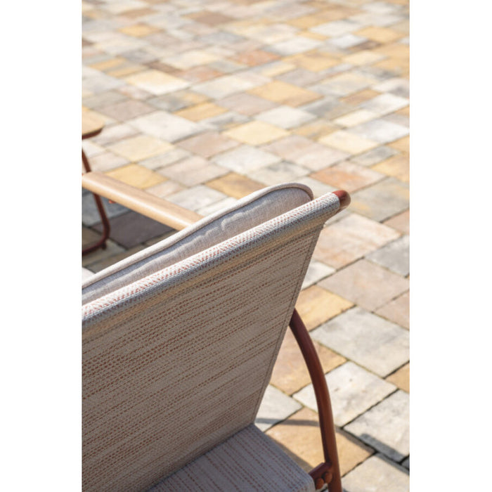 Salotto Tinos In Ferro Rosso E Textilene + Cuscino Ecru' Moia