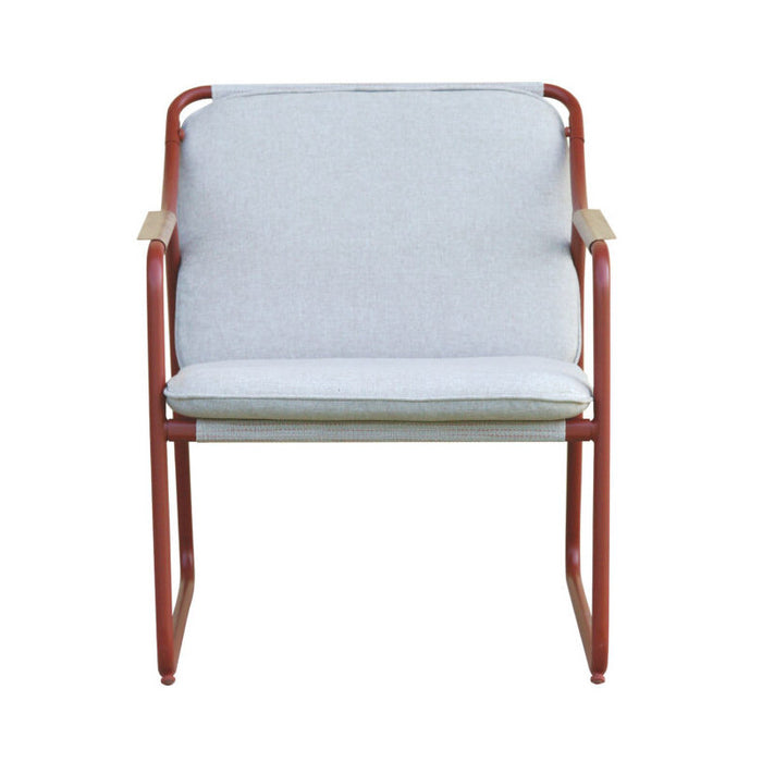 Salotto Tinos In Ferro Rosso E Textilene + Cuscino Ecru' Moia