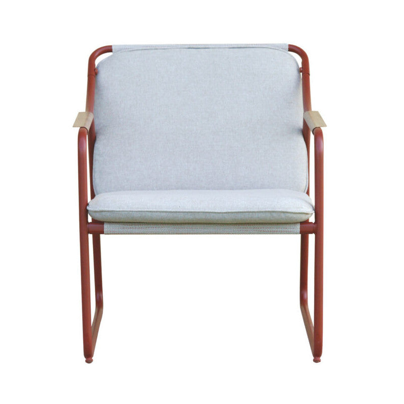 Salotto Tinos In Ferro Rosso E Textilene + Cuscino Ecru' Moia