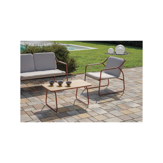 Salotto Tinos In Ferro Rosso E Textilene + Cuscino Ecru' Moia