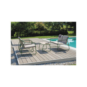 Salotto Tinos In Ferro Verde E Textilene + Cuscino Ecru' Moia