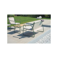 Salotto Tinos In Ferro Verde E Textilene + Cuscino Ecru' Moia