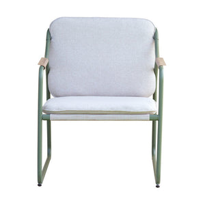 Salotto Tinos In Ferro Verde E Textilene + Cuscino Ecru' Moia