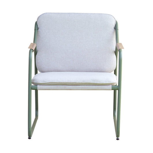 Salotto Tinos In Ferro Verde E Textilene + Cuscino Ecru' Moia